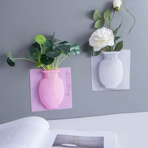 Vases collants en Silicone, mur et réfrigérateur à fleurs magiques, amovible facile, Vases décoratifs pour Bouquet de décoration pour la maison bricolage accessoires ► Photo 1/6