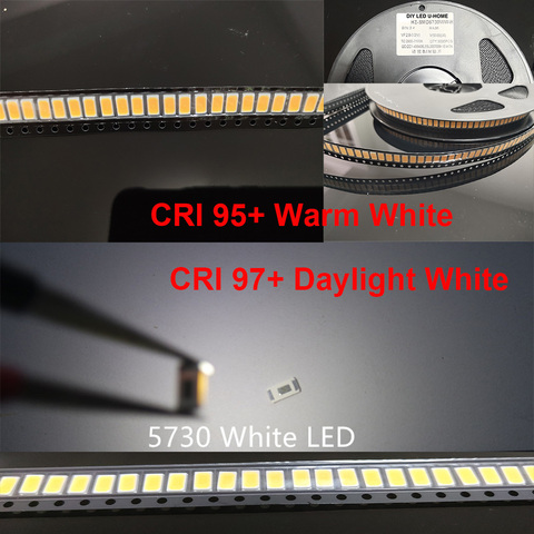 Diodes électroluminescentes SMD5630/5730 LED, haute luminosité, 0.45W, ma, ic 95 + blanc chaud/97 + blanc lumière du jour, pour bricolage ► Photo 1/6