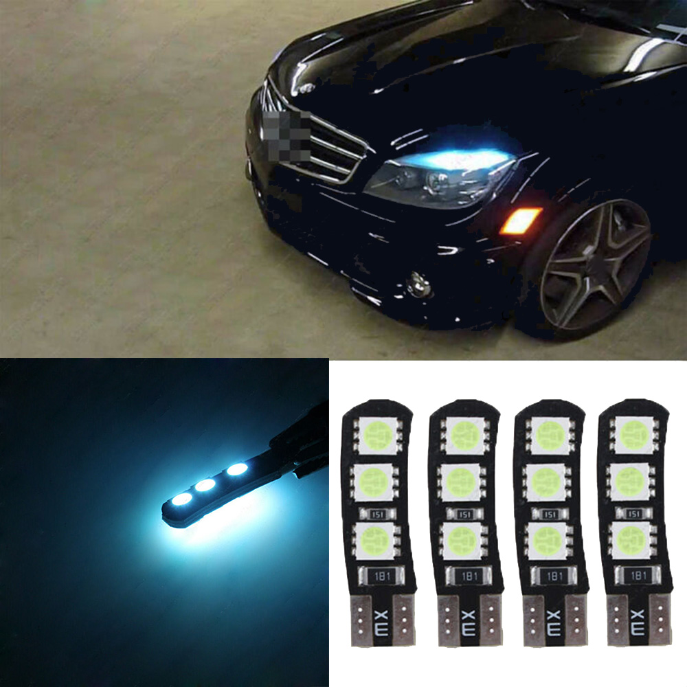 LED bleu glace sans erreur sourcil paupière ampoule pour Mercedes Benz W204 C300 C350 8000K T10-6SMD voiture lumières ► Photo 1/6