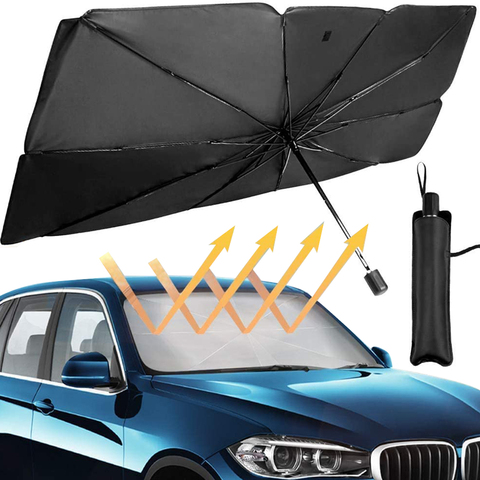 Pare-soleil pliable pour voiture, 125cm, 145cm, pare-soleil de voiture, couverture UV, isolation thermique, Protection intérieure pour fenêtre avant ► Photo 1/6