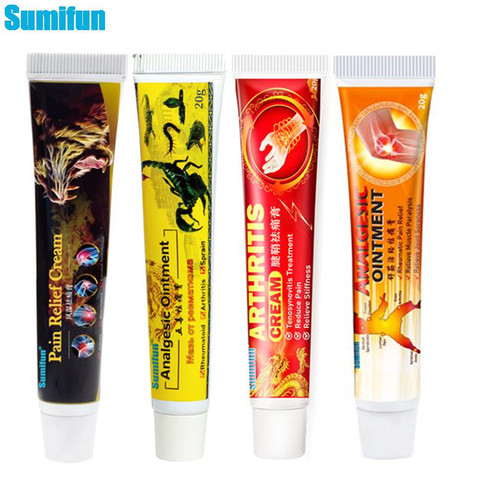 Sumifun 4 Types d'arthrite analgésique traitement crème soulagement de la douleur pommade rhumatoïde articulation genou dos à base de plantes pansements médicaux ► Photo 1/6