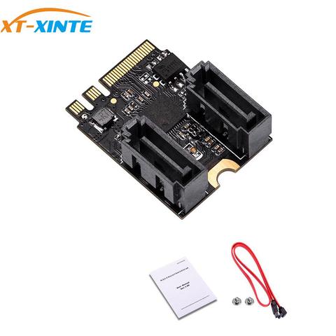 Adaptateur de pilote gratuit pour M.2 Ngff vers Sata3, a-key + e-key vers 2 Ports SATA 6Gbp/s PCIe 3.0 pour Bus Wifi, SSD, HDD, PC ► Photo 1/6