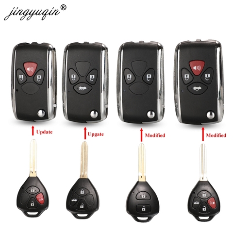 Jingyuqin-étui pour clé télécommande à 2/3/4 boutons, pour voiture Toyota Avlon Crown, Corolla, Camry, RAV4, Reiz, Yaris, Prado, coque Toy43 ► Photo 1/6