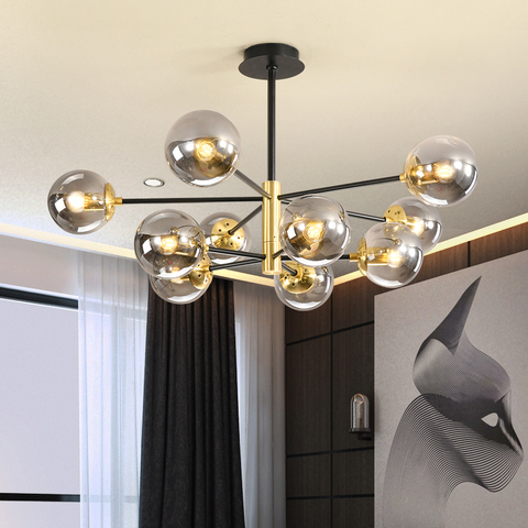 Plafonnier LED composé de boules de verre, design rétro Vintage, éclairage d'intérieur, luminaire décoratif de plafond, idéal pour un Loft, une chambre à coucher, un salon ou une ferme ► Photo 1/6