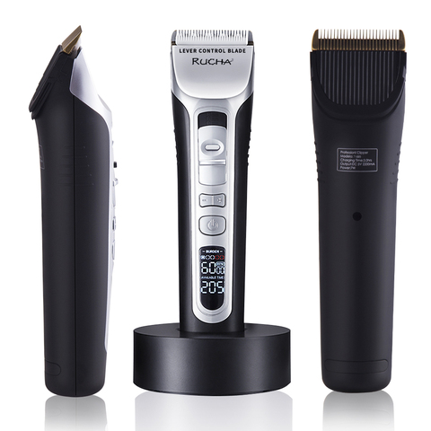 RUCHA barbier électrique tondeuse à cheveux Rechargeable tondeuse titane céramique lame LCD affichage Salon hommes coupe de cheveux Machine ► Photo 1/6