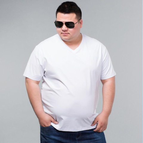 Homme grand T-Shirt grande taille 8XL 9XL 10XL 11XL 12XL manches courtes col en V ample décontracté noir gris blanc ► Photo 1/6