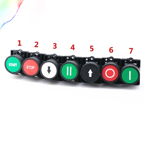 Bouton momentané 22mm démarrage bouton d'arrêt avec la flèche symbole XB2 PLAT tactile bouton de commutation ► Photo 1/5