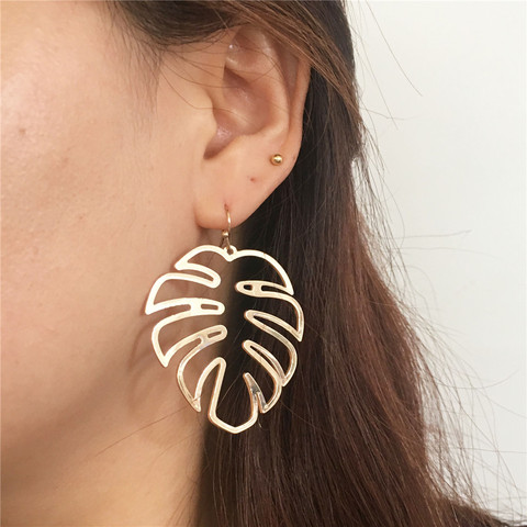 Couleur or Monstera Design boucles d'oreilles feuille plante décoration paisible pour les femmes cadeau ► Photo 1/6