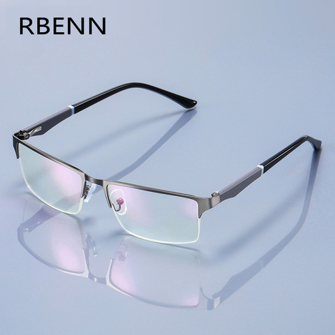 RBENN marque DESIGN lunettes de lecture hommes Anti lumière bleue demi-cadre affaires ordinateur Prescription lunettes + 0.75 1.5 1.75 2.75 ► Photo 1/6