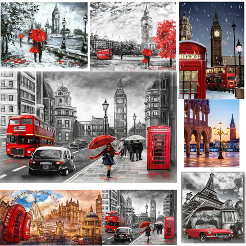 Nouveau 5d bricolage diamant peinture londres paysage mur art diamant broderie vente plein carré rond enfants cadeau diamant peinture ► Photo 1/6