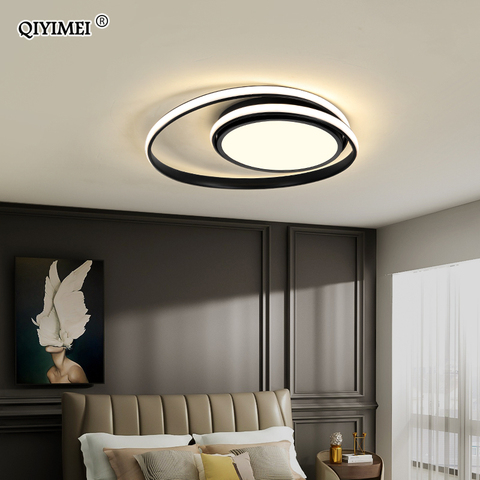 Plafonnier LED au design moderne, montage en surface, luminaire décoratif de plafond, idéal pour un salon, une chambre à coucher, une salle d'étude, blanc ou noir, AC85-265V ► Photo 1/6