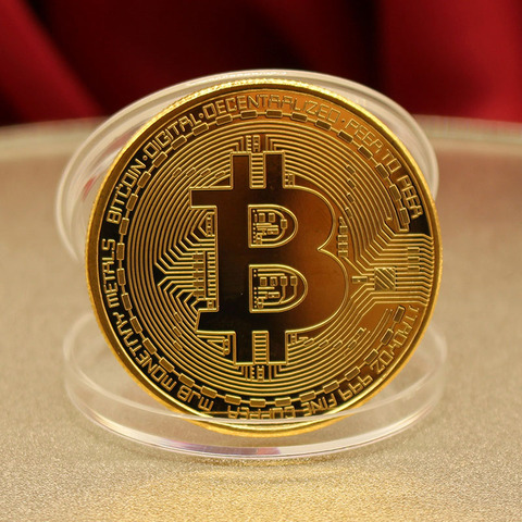 Métal physique Antique Imitation argent pièces de monnaie BIT Collection d'art Bitcoins physiques plaqués or Bitcoin BTC avec étui cadeaux ► Photo 1/6