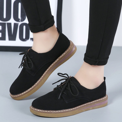 Noir chaussures pour femmes en cuir véritable chaussures femmes Oxford chaussures pour femmes chaussures plates mode Zapatos Mujer 2022 Sapatos Feminino ► Photo 1/6