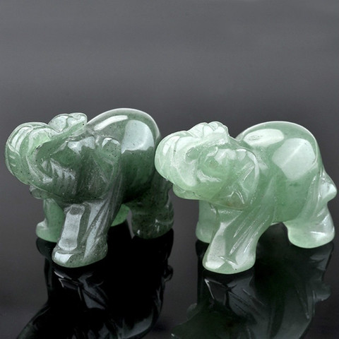 Figurine d'éléphant Feng Shui porte-bonheur en Jade, verte, décoration de bureau, Chakra, pierre de guérison ► Photo 1/6