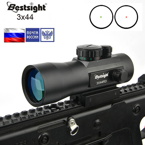 Bestsight 1x40 3x44 2x40, lunette de visée à point rouge vert, optique tactique, lunette pour fusil rail de 11/20mm pour la chasse ► Photo 1/6