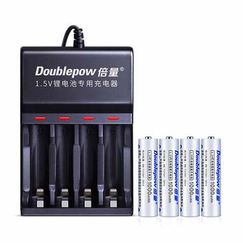 4 batteries rechargeables au lithium originales 1.5v AAA 1000mWh, grande capacité, chargeur intelligent USB à 4 fentes ► Photo 1/4