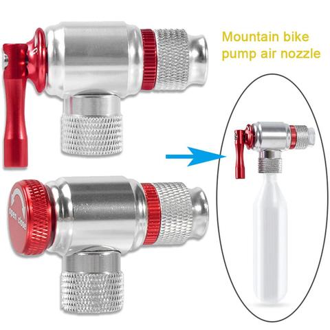 Portable VTT CO2 cylindre pompe buse à gaz vélo gonfleur rapide tête gonflable adaptateur équitation accessoires d'urgence ► Photo 1/6