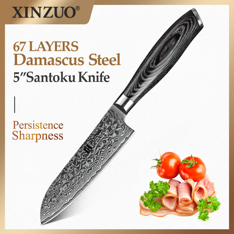 XINZUO couteaux de cuisine japonais 67 couches, couteau, Santoku 5 