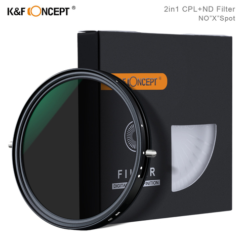 K&F Concept 2in1 Fader filtre ND Variable + filtre polarisant circulaire CPL 67mm 72mm 77mm 82mm ND2 à ND32 pour filtre d'objectif de caméra ► Photo 1/6