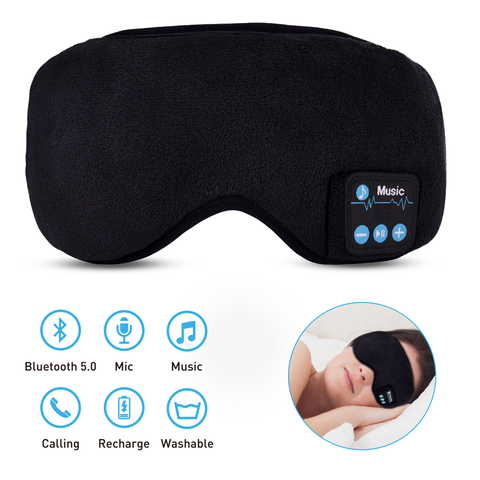 Écouteurs sans fil Bluetooth avec sommeil stéréo, casque confortable, lavable avec masque oculaire ► Photo 1/6