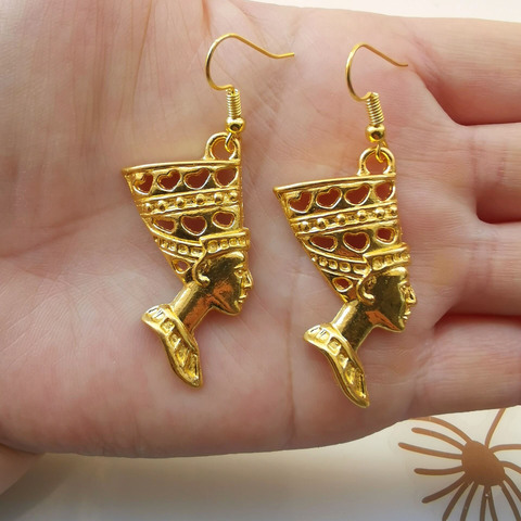 Boucles d'oreilles Design pour femmes, bijoux Vintage en or égyptien, reine d'égypte Nefertiti, cadeau de noël, à la mode ► Photo 1/6