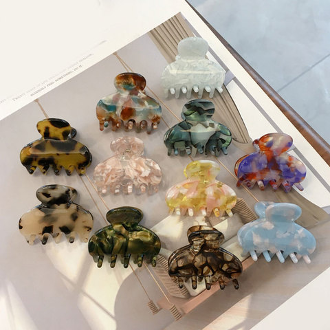 Doux petit Mini cheveux griffes pince pour femmes écaille de tortue Transparent Barrette acrylique géométrique épingle à cheveux acétate cheveux accessoires ► Photo 1/6