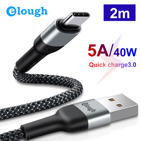 Elough – câble USB type-c 5A Quick Charge 3.0 pour recharge rapide, cordon de chargeur usb-c pour téléphone Huawei P30 P20 P10 Mate 20 10 Pro Plus Lite ► Photo 1/6