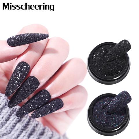 Poudre pailletée pour ongles, 1 boîte, noir et blanc, Pigment scintillant pour les ongles, poussière holographique pour vernis Gel UV, décorations Nail Art à faire soi-même ► Photo 1/6