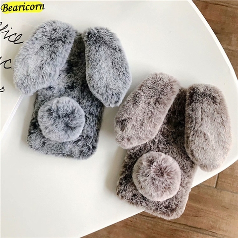 Soft Plush Case For Huawei P40 P30 P20 P10 P9 P8 Lite E 2017 P Smart Z S Pro Plus 2022 Furry Rabbit Bunny Fur Cover ► Photo 1/6