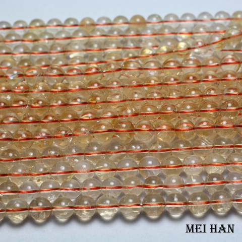 Meihan – perles en citrine naturelle, rondes et lisses, pour la fabrication de bijoux, 8-8.8mm, 1 brin/ensemble ► Photo 1/3