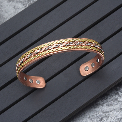 Vinterly-Bracelet en cuivre magnétique torsadé, accessoire de santé, ajustable en énergie, poignet ouvert en cuivre, accessoire de santé pour femmes ► Photo 1/6