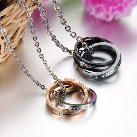 Collier éternel en acier et titane pour Couples avec boucle d'amour, cadeau de noël ► Photo 1/6