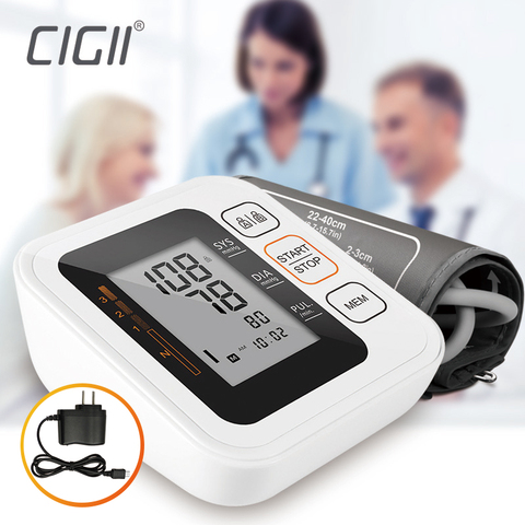 Cigii Portable Numérique Bras Pression Artérielle Moniteur Heartbeat test moniteur de santé 2 Manchette Tonomètre ► Photo 1/6