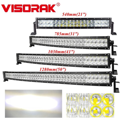 VISORAK-barre lumineuse de travail incurvée droite 5D LED, pour voiture tout terrain, 4x4 ATV barre de LED, 4WD, 4x4 SUV ATV camion tout terrain ► Photo 1/6