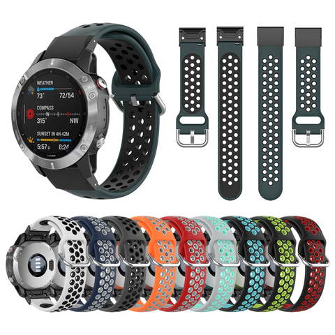 Bracelet en Silicone avec adaptateur noir, pour Garmin Fenix 6X PRO GPS Fenix 6 TACTIX DELTA, Bracelet de montre Fenix 5X plus ► Photo 1/6