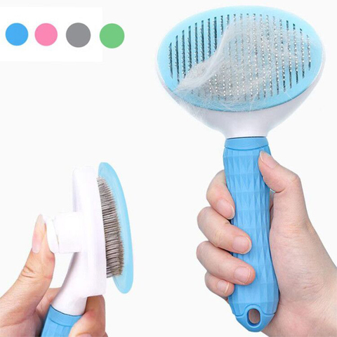 Peigne d'épilation pour chien brosse de toilettage acier inoxydable peignes pour chats brosses antidérapantes automatiques pour chiens chats fournitures de nettoyage ► Photo 1/6