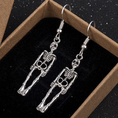 Boucles d'oreilles squelette Punk Vintage pour femmes, bijoux pendantes, cadeaux De fête gothique, Halloween ► Photo 1/6