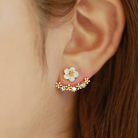 Nouveau mignon petit Daisy fleurs boucles d'oreilles pour les femmes coréen doux cristal fleur boucle d'oreille filles mode élégant bijoux ► Photo 1/6