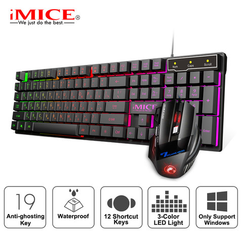 Clavier de jeu filaire Kit de souris de jeu 104 touches avec rétro-éclairage rvb clavier russe Gamer ergonomique silencieux Mause pour ordinateur portable ► Photo 1/6