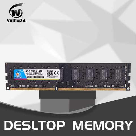 Mémoire RAM VEINEDA ddr3 4GB 2X4GB 8GB PC3-10600 PC3-12800 DDR 3 1333MHZ pour tous les ordinateurs de bureau Intel AMD ► Photo 1/6