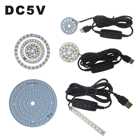 DC5V ampoule LED réglable, intensité USB, DC5V, puces LED 5730 SMD lampe à LED 5W 6W 10W, lumière LED perles blanc chaud, lumière à assembler soi-même perles ► Photo 1/6