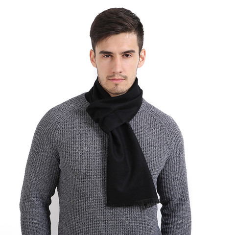 Écharpe en cachemire pour hommes, chaude et douce, à la mode, Simple et solide, de haute qualité, grise, noire, rouge, pour le cou, collection automne et hiver ► Photo 1/6