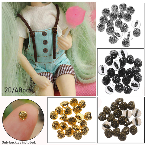 Boucle de décoration en métal 4mm, 20 pièces, Mini boutons, vêtements de poupée pour 1/6, accessoires de couture ► Photo 1/6