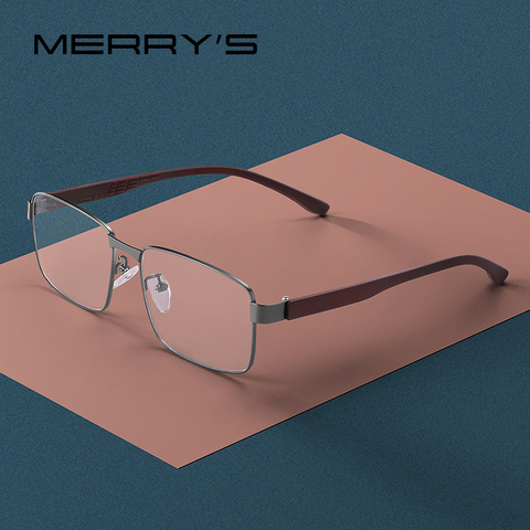 MERRYS DESIGN hommes d'affaires style carré lunettes cadre mâle myopie Prescription lunettes TR90 cadre titane alliage jambes S2105 ► Photo 1/6