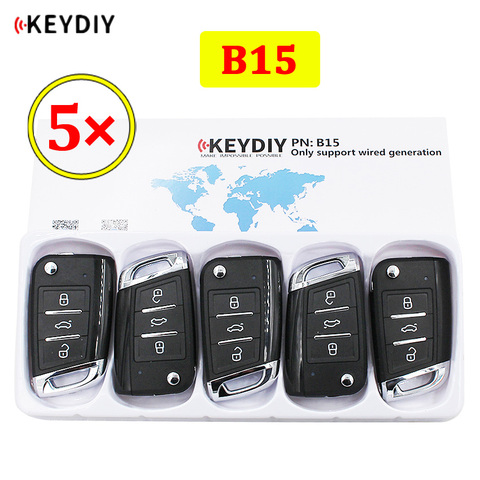 Télécommande universelle KD à 3 boutons, série B B15, 5 pièces/lot, KEYDIY, pour KD900, KD900, KD900 + URG200, KD-X2 mini KD, pour VW MQB style ► Photo 1/6