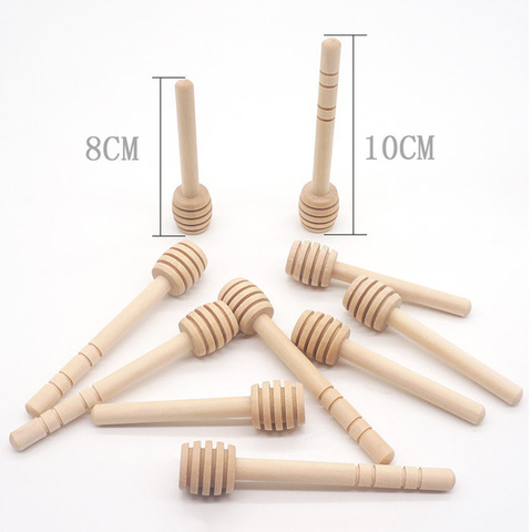 Mini bâtonnets trempettes en bois 8/10cm | En bois, serveur enveloppé individuellement pour distribuer les pots de miel, cuillères à miel 50 100 pièces/paquet ► Photo 1/6