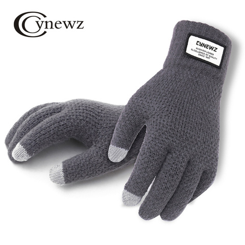 Hiver automne hommes gants tricotés écran tactile de haute qualité mâle épaissir chaud laine cachemire solide gants hommes mitaines affaires ► Photo 1/6