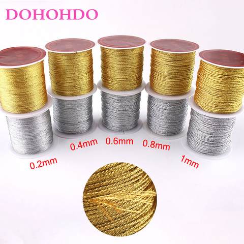 Cordon en or argenté 0.2/0.4/0.6/0.8/1mm cordon en Nylon noeud chinois corde corde perle pour bricolage tressé gland anneau Bracelet faisant ► Photo 1/6