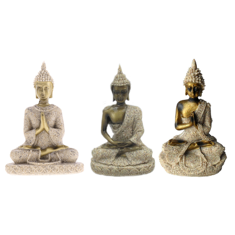3 pièces en grès Ganesha bouddha Statue Sculpture à la main Figurine assise Ganesh bouddha bouddhisme Statue bouddha Figurine à la main ► Photo 1/6