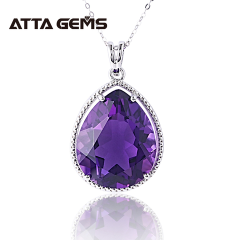 Pendentif en argent Sterling 925, améthyste violet, créé, 7 Carats, bijoux fins, pour femmes, cadeau de noël, cadeaux d'anniversaire ► Photo 1/6